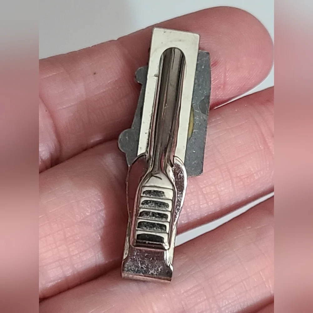Mens mail delivery truck tie money clip vintage silver very detailed estate